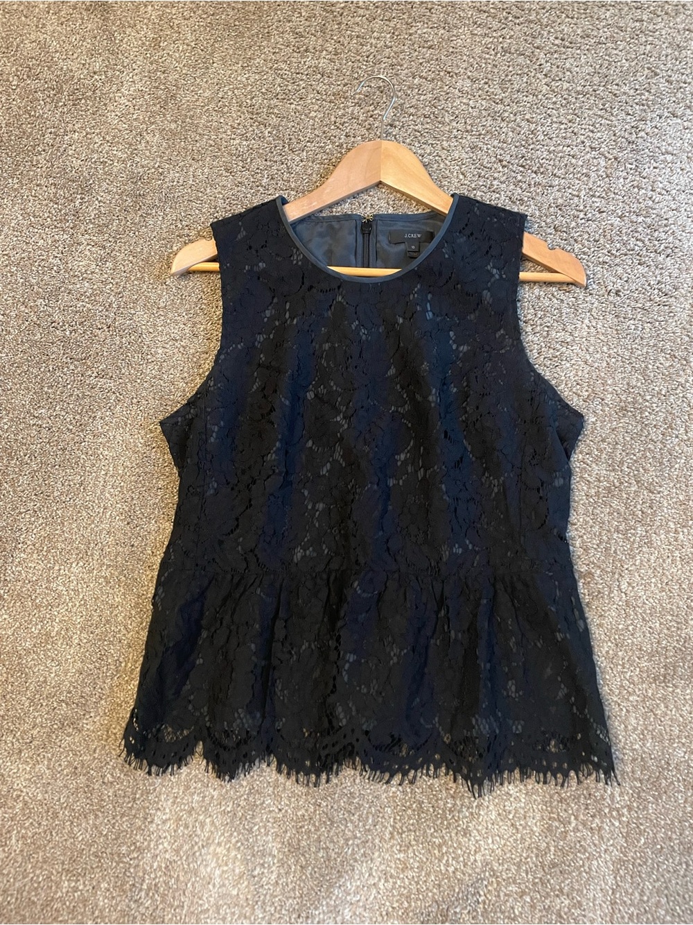 J. Crew Black Lace Sleeveless Peplum Top Size 10 Whimsygoth Romantic Y2K Revival